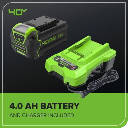 Greenworks 40V 17" Cordless Battery Brushless Push Lawn Mower w/ 4.0Ah Battery & Charger - 2552802