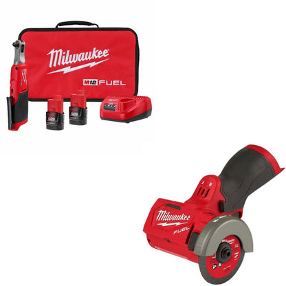 Milwaukee 2567-22 M12 FUEL 3/8" Ratchet (Kit) W/ FREE 2522-20 M12 Cut-Off Tool - 737867