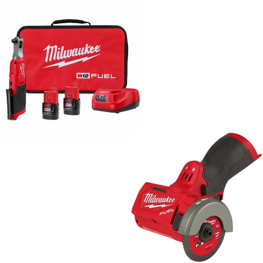 Milwaukee 2567-22 M12 FUEL 3/8" Ratchet (Kit) W/ FREE 2522-20 M12 Cut-Off Tool - 737867