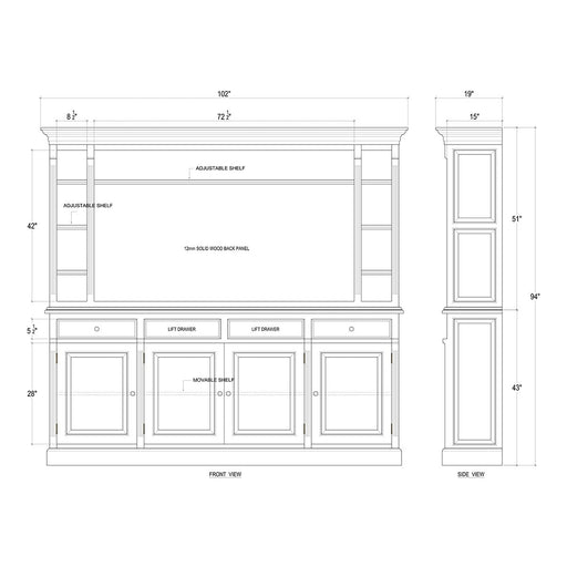 Lovecup Cocoa Open Media Cabinet for Large Screen TV 5768 - 14199799349346