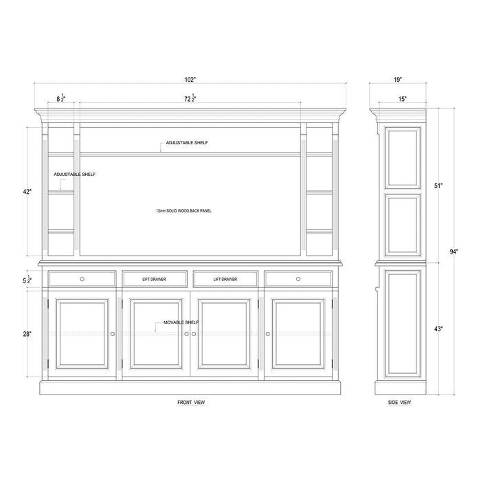 Lovecup Cocoa Open Media Cabinet for Large Screen TV 5768 - 14199799349346