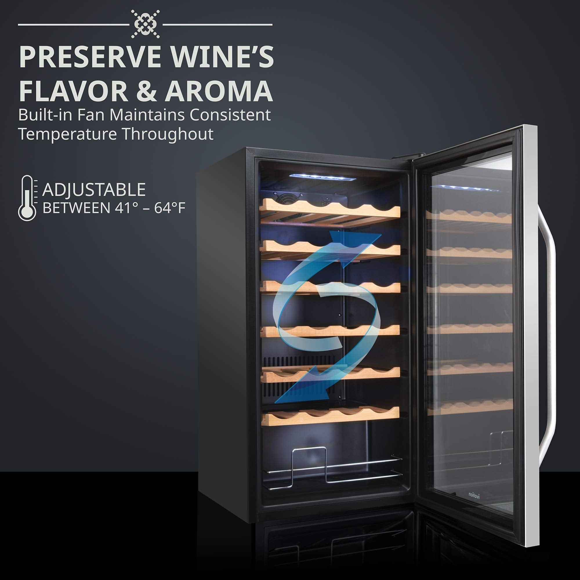 Ivation 28 Bottle Compressor Wine Refrigerator, Freestanding Wine Cooler with Lock, Stainless Steel - IVFWCC281LWSS