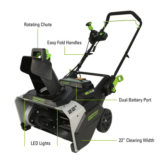 Greenworks 82V 22" Snow Blower w/ 5.0Ah Battery and Dual Port Charger - 2612502