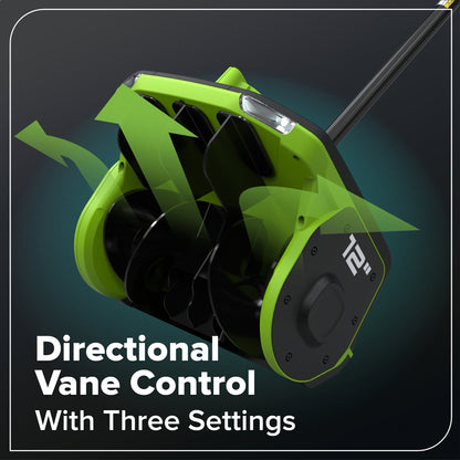 Greenworks 80V 12" Cordless Battery LED Snow Shovel w/ Directional Vanes, 2.5Ah Battery and Charger - 2618202