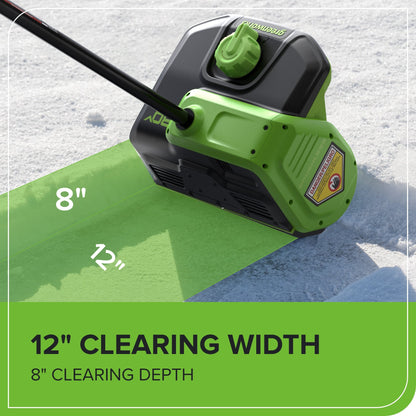 Greenworks 80V 12" Cordless Battery LED Snow Shovel w/ Directional Vanes, 2.5Ah Battery and Charger - 2618202