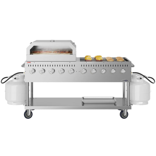 KOOLMORE 72 in. Commercial Outdoor Propane Gas Grill with 36 in. Pizza Oven in Stainless-Steel (CGKIT7-P36) - CGKIT7P36