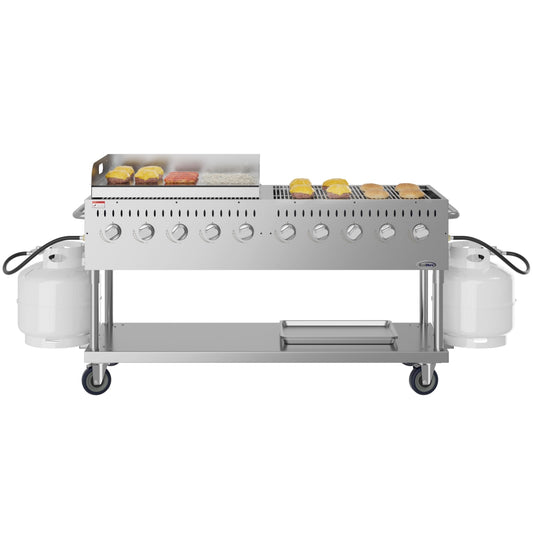 KOOLMORE 72 in. Commercial Outdoor Propane Gas Grill with 36 in. Griddle in Stainless-Steel, ETL Listed (CGKIT7-G36) - CGKIT7G36
