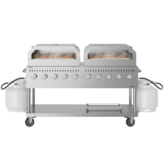 KOOLMORE 72 in. Commercial Outdoor Propane Gas Grill with Two 36 in. Pizza Ovens in Stainless-Steel, ETL Listed (CGKIT7-P36P36) - CGKIT7P36P36