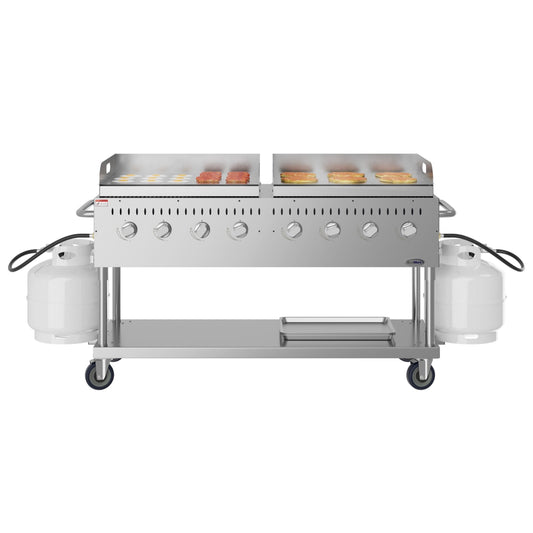 KOOLMORE 60 in. 8-Burner Commercial Outdoor Propane Gas Grill with Two 30 in. Griddles in Stainless-Steel, ETL Listed (CGKIT6-G30G30) - CGKIT6G30G30