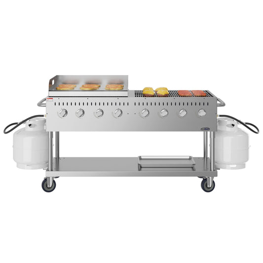 KOOLMORE 60 in. 8-Burner Commercial Outdoor Propane Gas Grill with 30 in. Griddle in Stainless-Steel, ETL Listed (CGKIT6-G30) - CGKIT6G30
