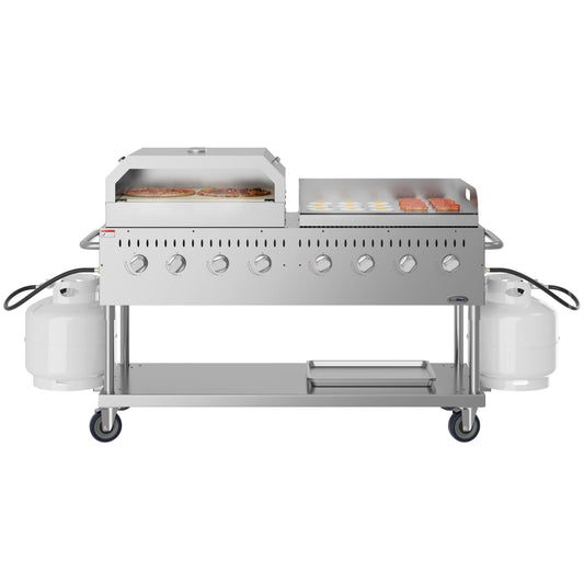 KOOLMORE 60 in. 8-Burner Commercial Outdoor Propane Gas Grill with 30 in. Griddle and 30 in. Pizza Oven in Stainless-Steel, ETL Listed (CGKIT6-G30P30) - CGKIT6G30P30