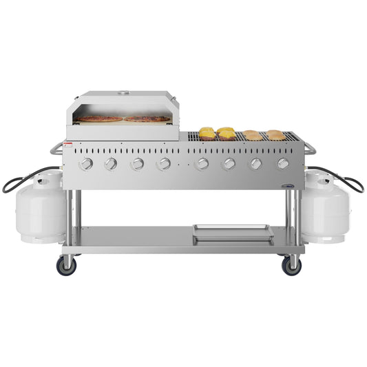 KOOLMORE 60 in. 8-Burner Commercial Outdoor Propane Gas Grill with 30 in. Pizza Oven in Stainless-Steel, ETL Listed (CGKIT6-P30 - CGKIT6P30 )