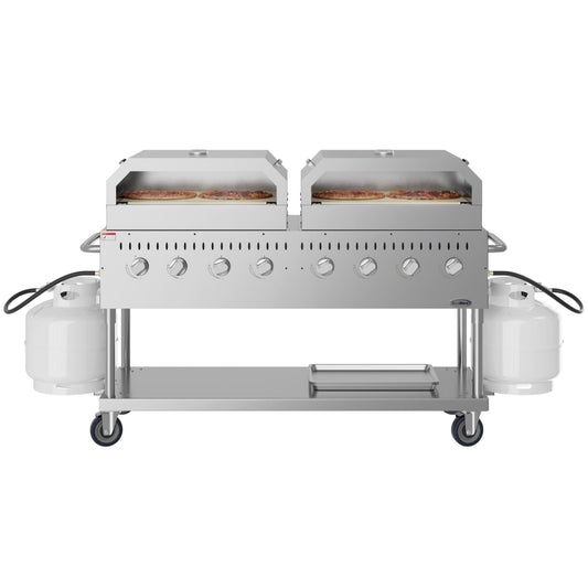 KOOLMORE 60 in. 8-Burner Commercial Outdoor Propane Gas Grill with Two 30 in. Pizza Ovens in Stainless-Steel, ETL Listed (CGKIT6-P30P30) - CGKIT6P30P30