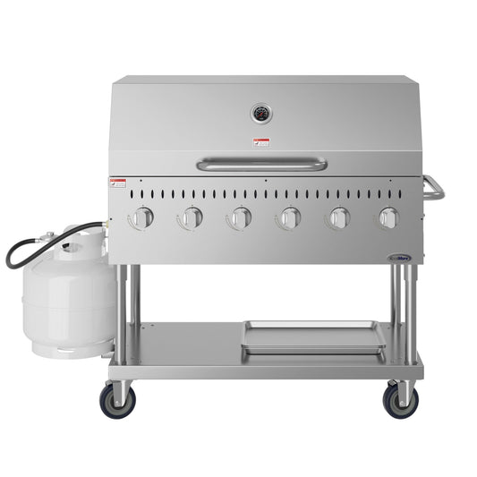 KOOLMORE 48 in. Commercial Outdoor Propane Gas Grill with Roll Dome Cover, ETL Listed in Stainless-Steel (CGKIT4-48D) - CGKIT448D