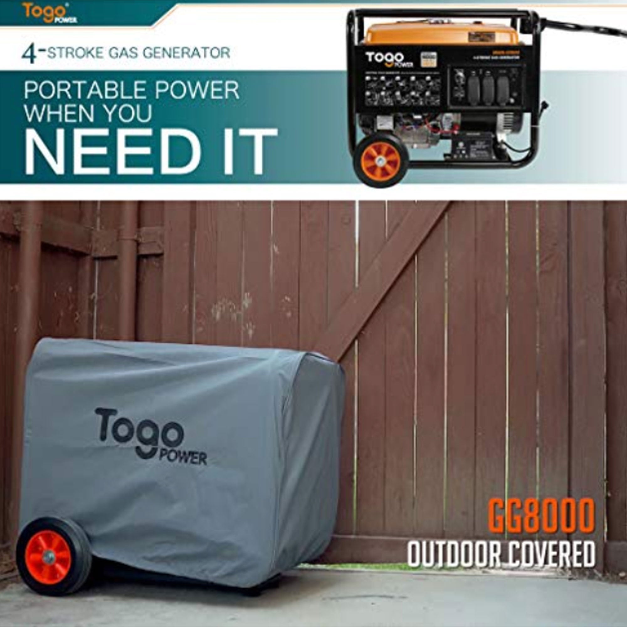 Togo Power Gasoline Powered Portable Generator 8000 Watt Remote Electric Backup - 264683