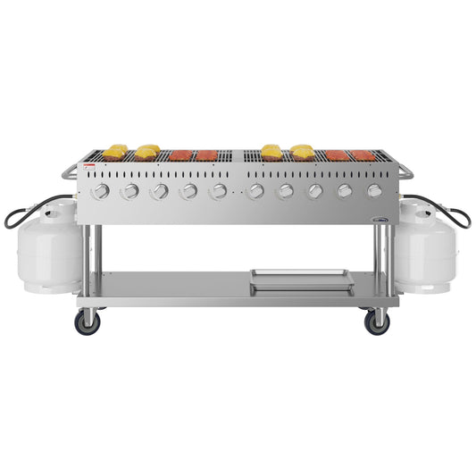 KOOLMORE  72 in. Commercial Mobile Outdoor Propane Gas Grill, ETL Listed in Stainless-Steel  - KMCGM72