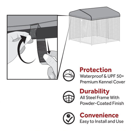 Lucky Dog STAY Series 10 x 10 x 6 Foot Roofed Steel Frame Dog Kennel, Grey - 265230
