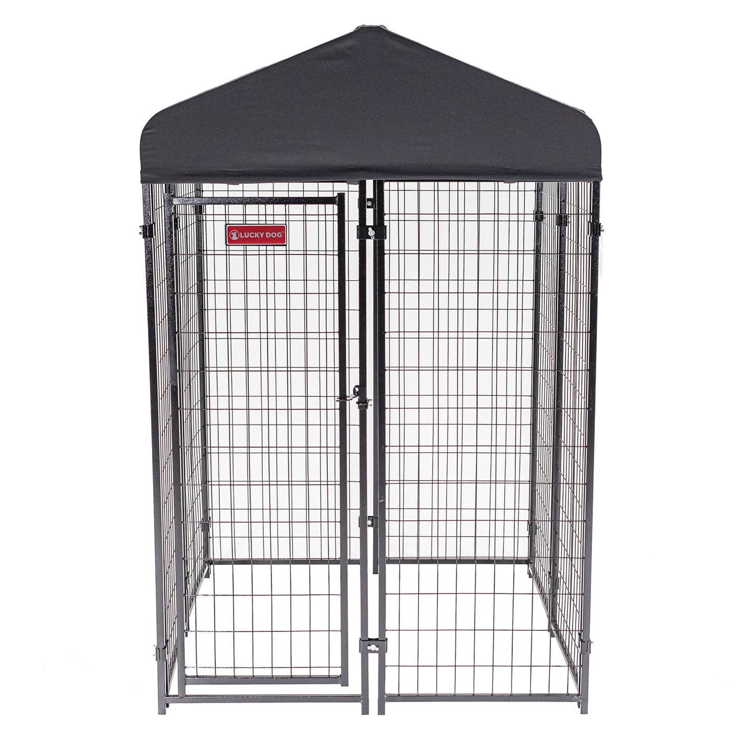 Lucky Dog STAY Series 4 x 4 x 6 Foot Roofed Steel Frame Studio Dog Kennel, Grey - 268849