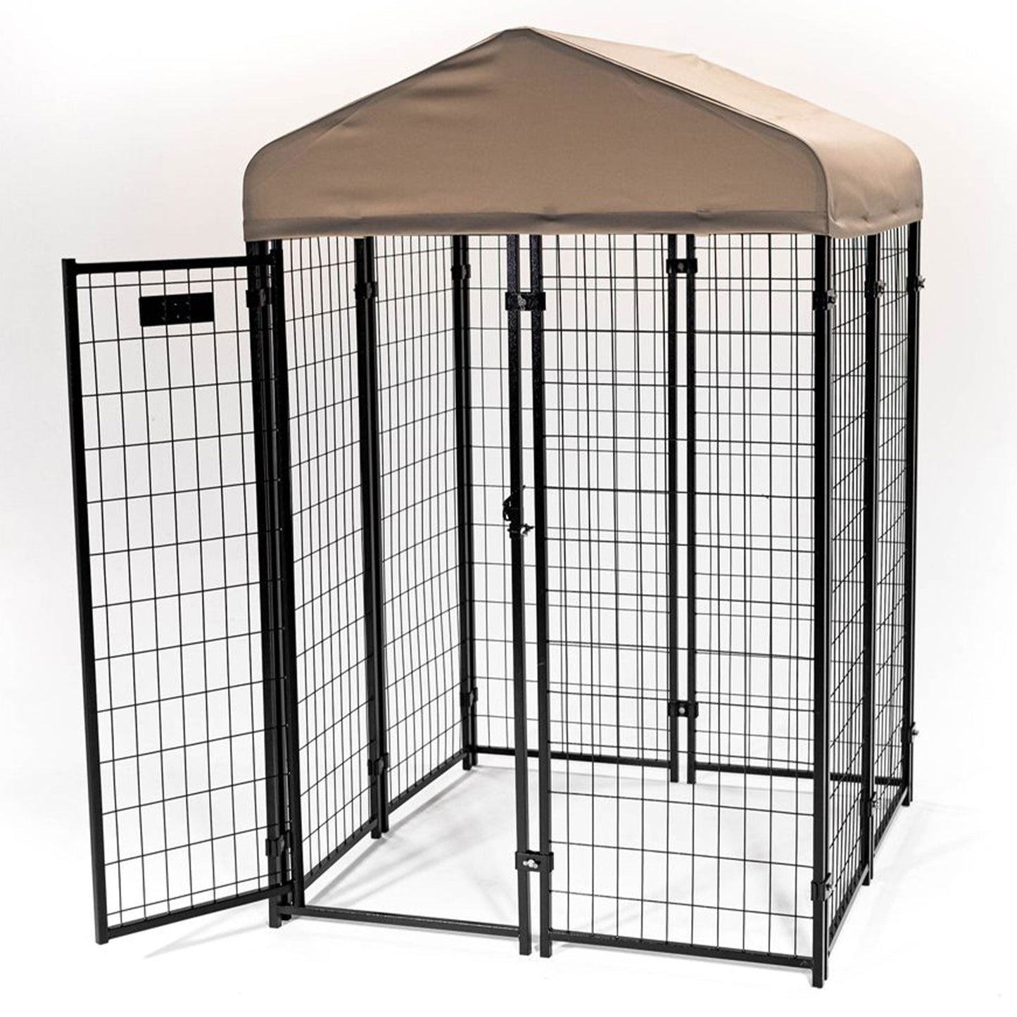 Lucky Dog STAY Series 4 x 4 x 6 Foot Roofed Steel Frame Studio Dog Kennel, Khaki - 268850