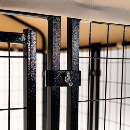 Lucky Dog STAY Series 4 x 4 x 6 Foot Roofed Steel Frame Studio Dog Kennel, Khaki - 268850
