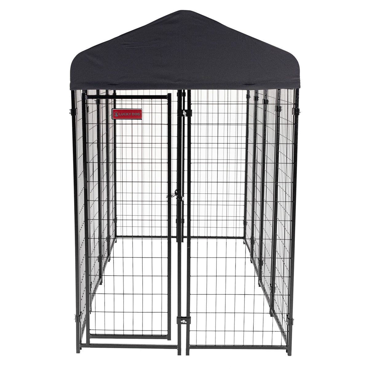 Lucky Dog STAY Series 4 x 8 x 6 Foot Roofed Steel Frame Villa Dog Kennel, Grey - 268851