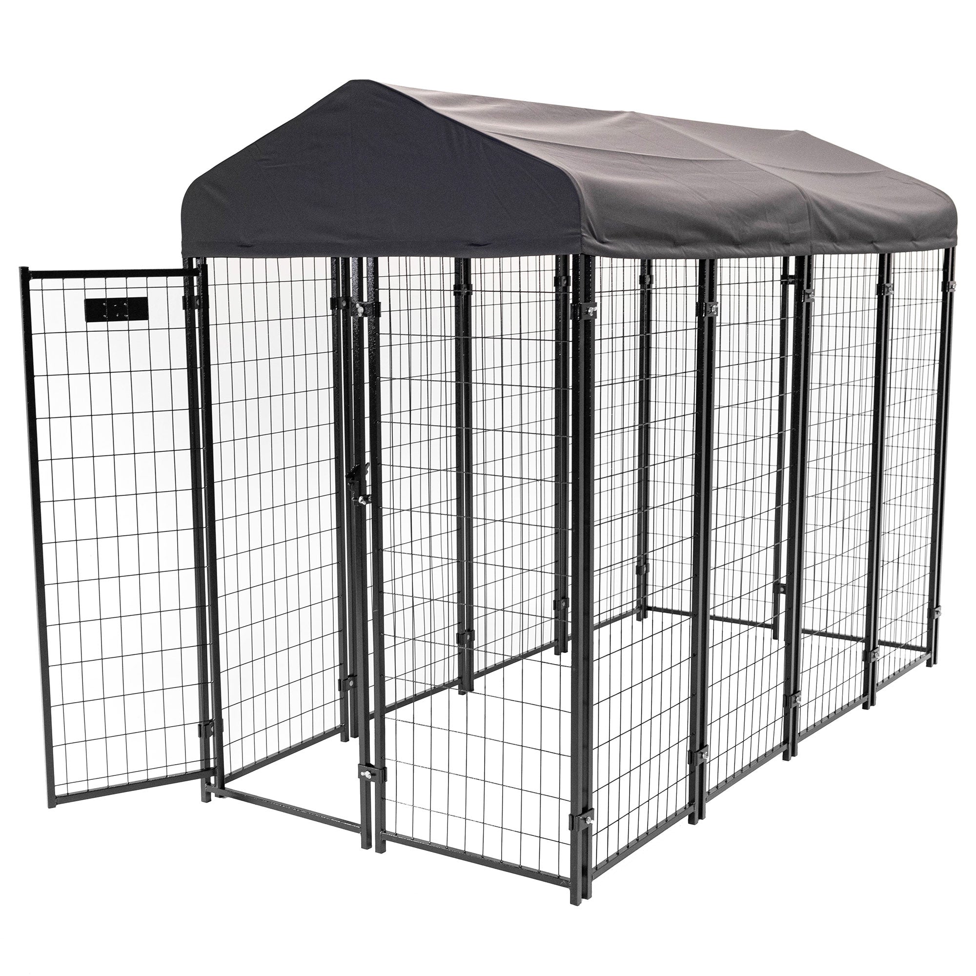 Lucky Dog STAY Series 4 x 8 x 6 Foot Roofed Steel Frame Villa Dog Kennel, Grey - 268851