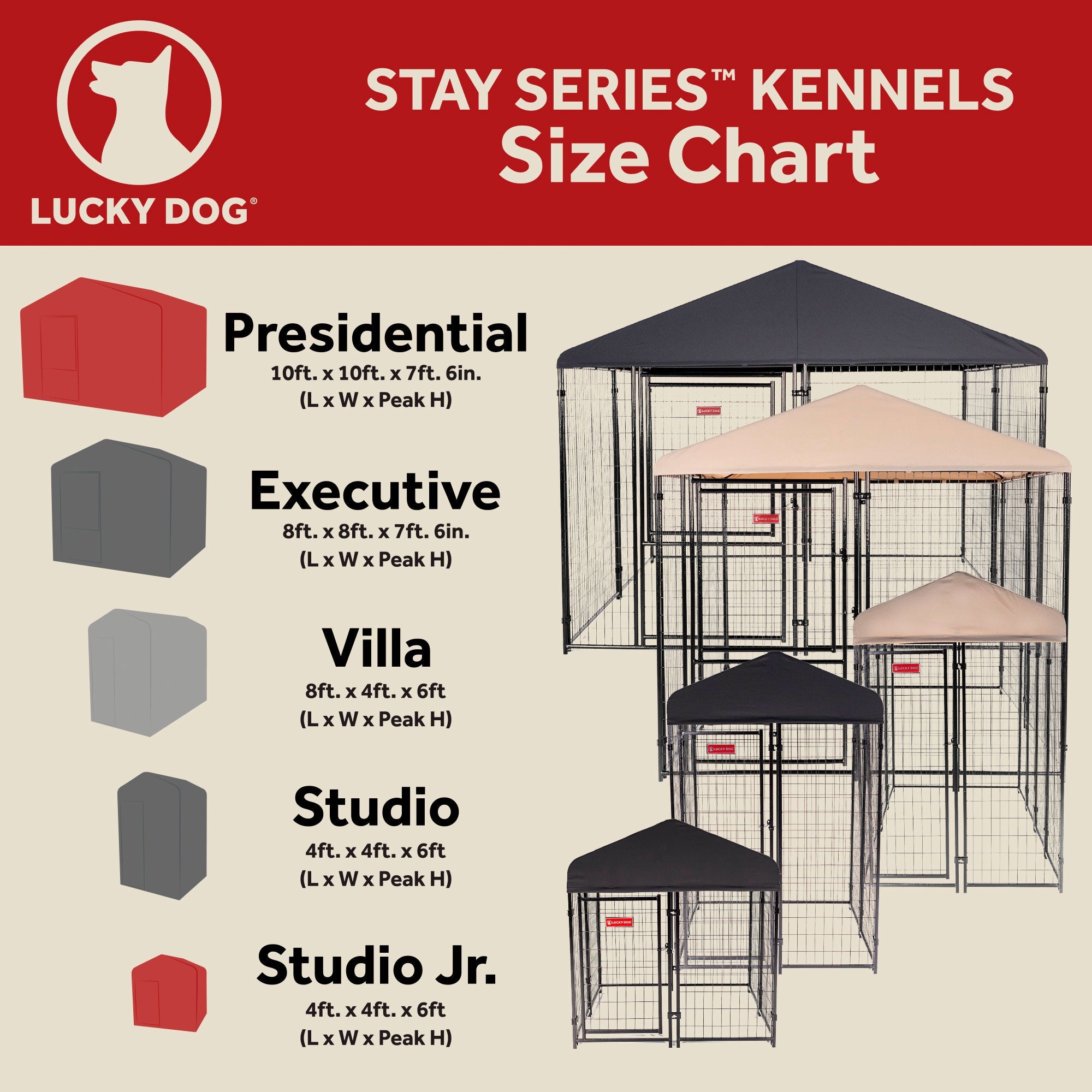 Lucky Dog STAY Series 4 x 8 x 6 Foot Roofed Steel Frame Villa Dog Kennel, Grey - 268851