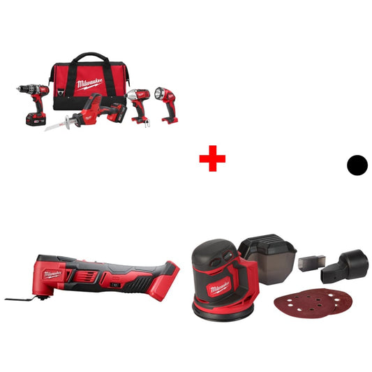 Milwaukee 2695-24 M18 4-Tool Combo Kit w/ FREE 2626-20 Multi Tool & Sander - 668535