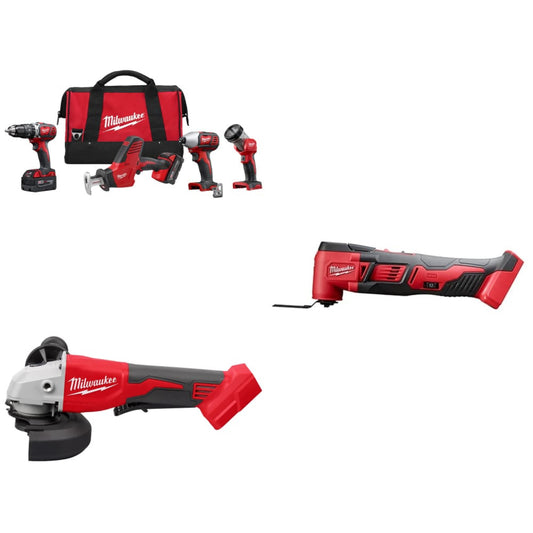 Milwaukee 2695-24 M18 4-Tool Combo Kit w/ FREE 2686-20 M18 Grinder & Multi-Tool - 719924