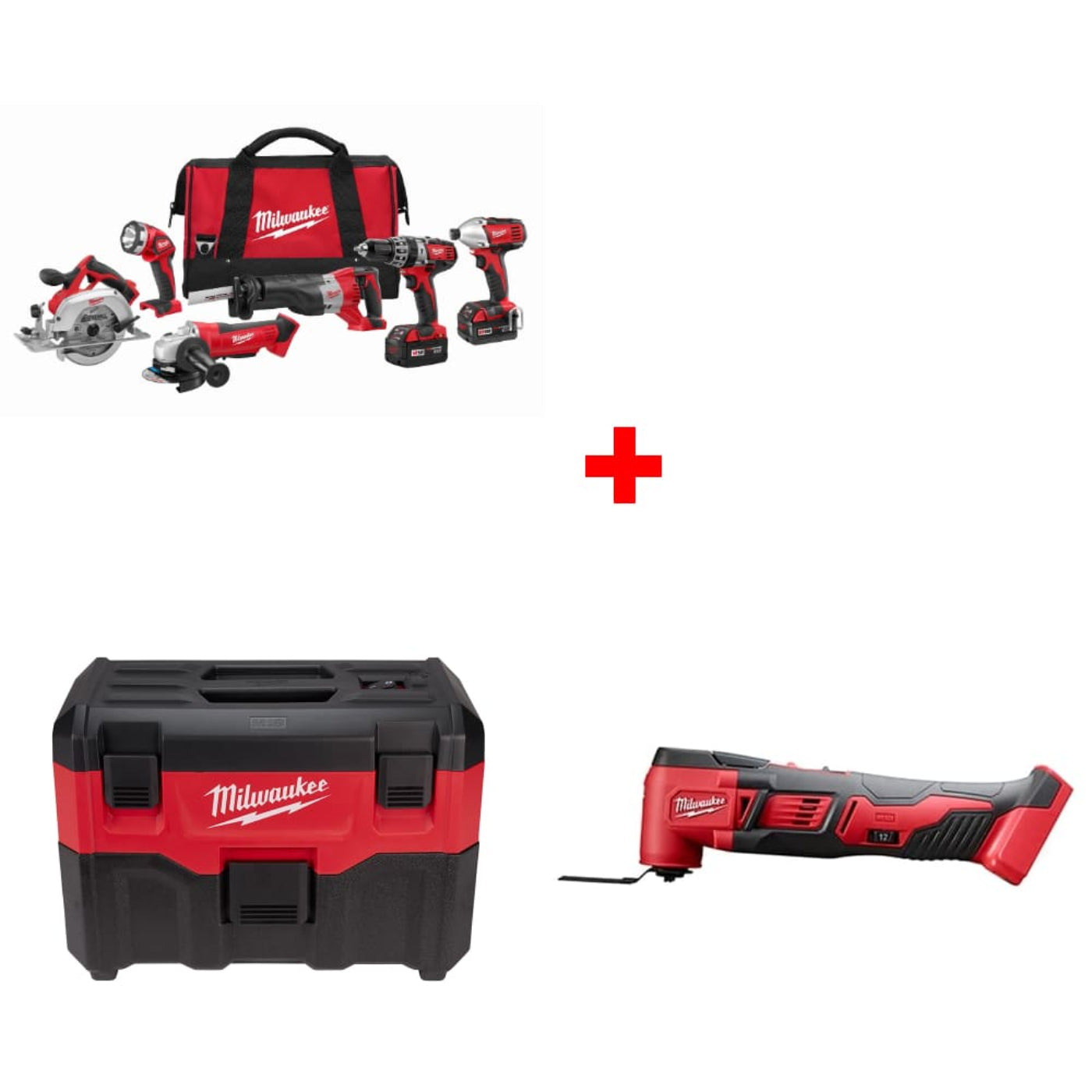 Milwaukee 2696-26 M18 6-Tool Combo Kit w/ FREE 0880-20 18V Vacuum & Multi-Tool - 637549