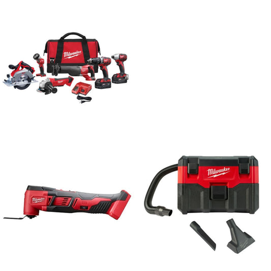 Milwaukee 2696-26 M18 6-Tool Combo Kit W/ FREE 2626-20 M18 Multi-Tool & Vacuum - 760818