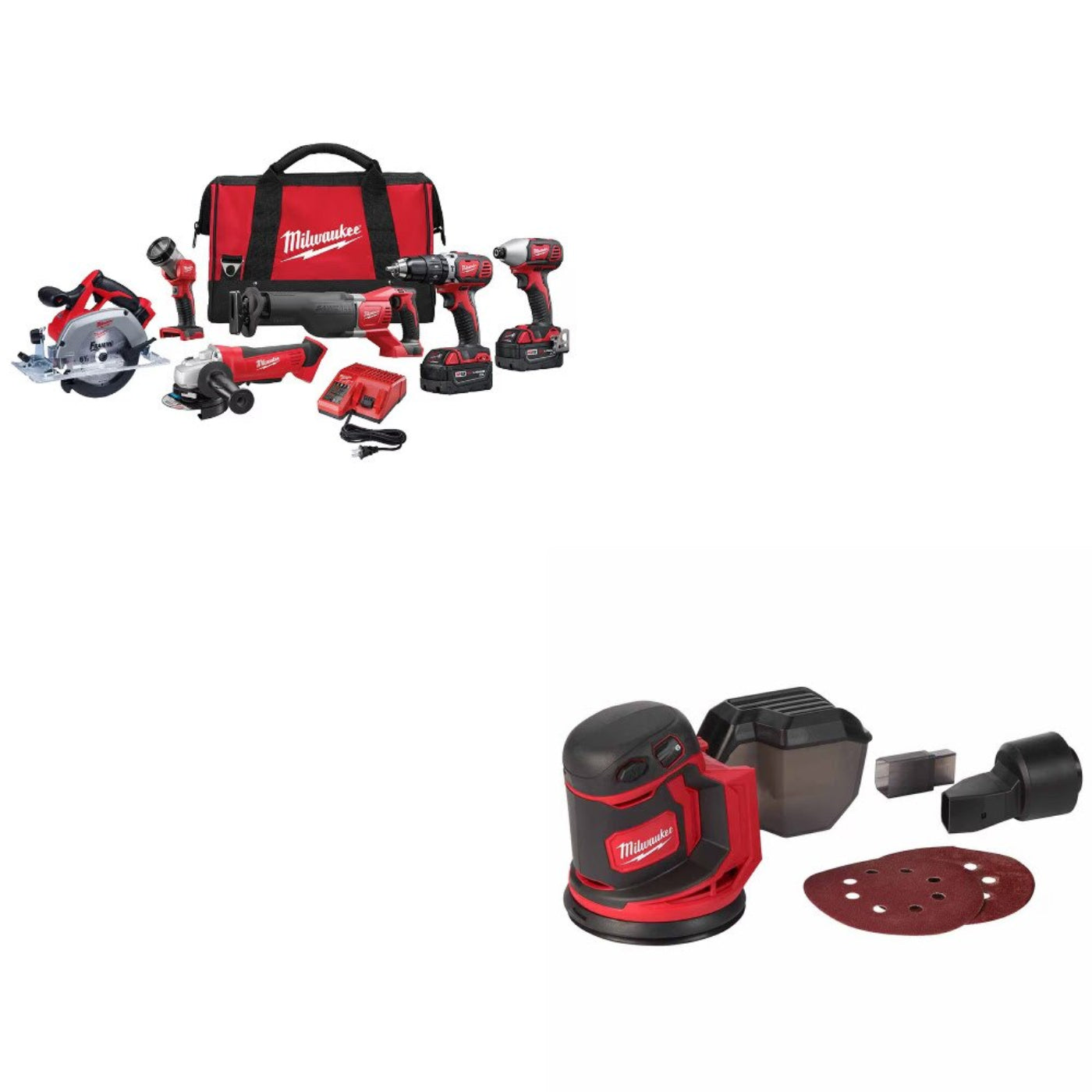 Milwaukee 2696-26 M18 6pc Combo Kit w/ Two FREE 2648-20 M18 Random Orbit Sanders - 616521