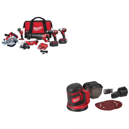Milwaukee 2696-26 M18 6pc Combo Kit w/ Two FREE 2648-20 M18 Random Orbit Sanders - 616521