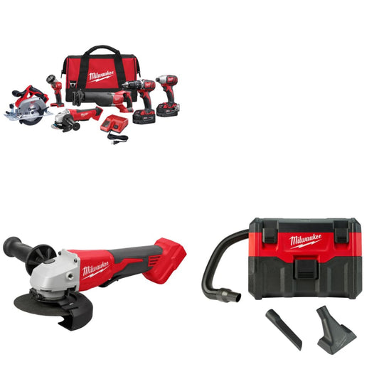 Milwaukee 2696-26 M18 6-Tool Combo Kit w/ FREE 2686-20 M18 Grinder & Vacuum - 726827
