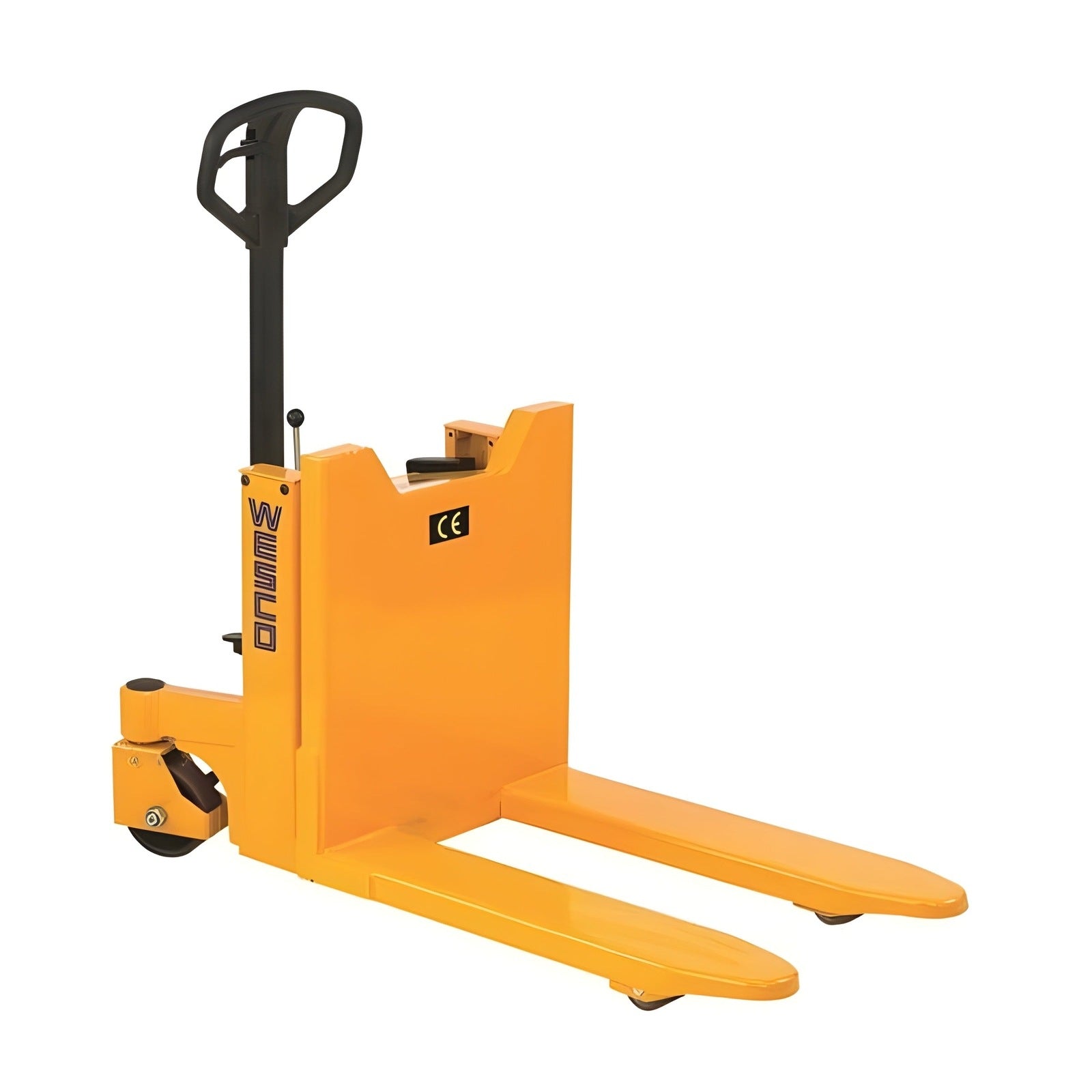 Wesco Industrial Products 272950 Ergonomic Pallet Truck with 90 Degree Tilting 21 1/2" x 31" Forks - 2,200 lb. Capacity