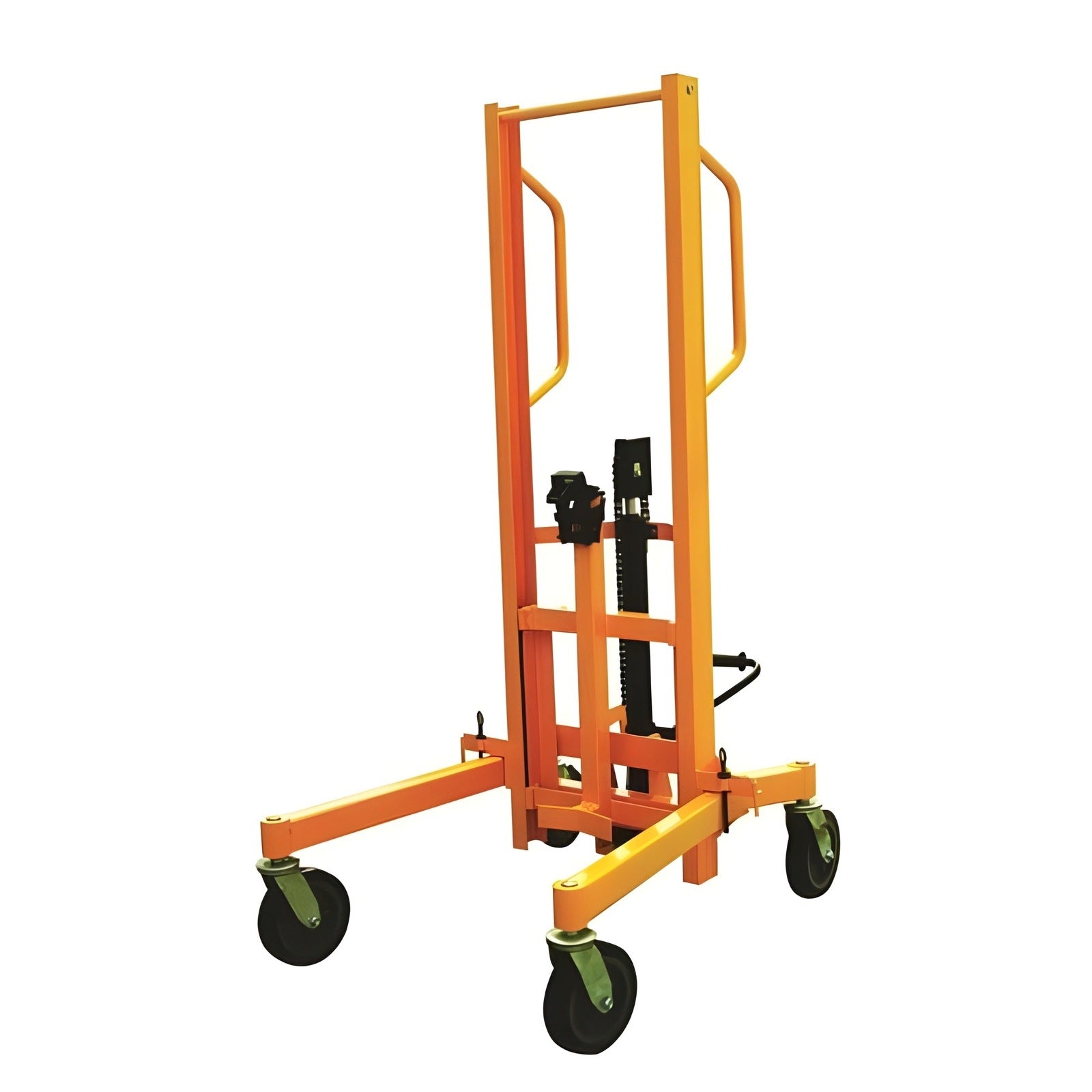 Wesco Industrial Products 880 lb. High-Lift Adjustable Hydraulic Drum Truck with 4 7 1/2" Mold-On Polyurethane Swivel Casters 272967