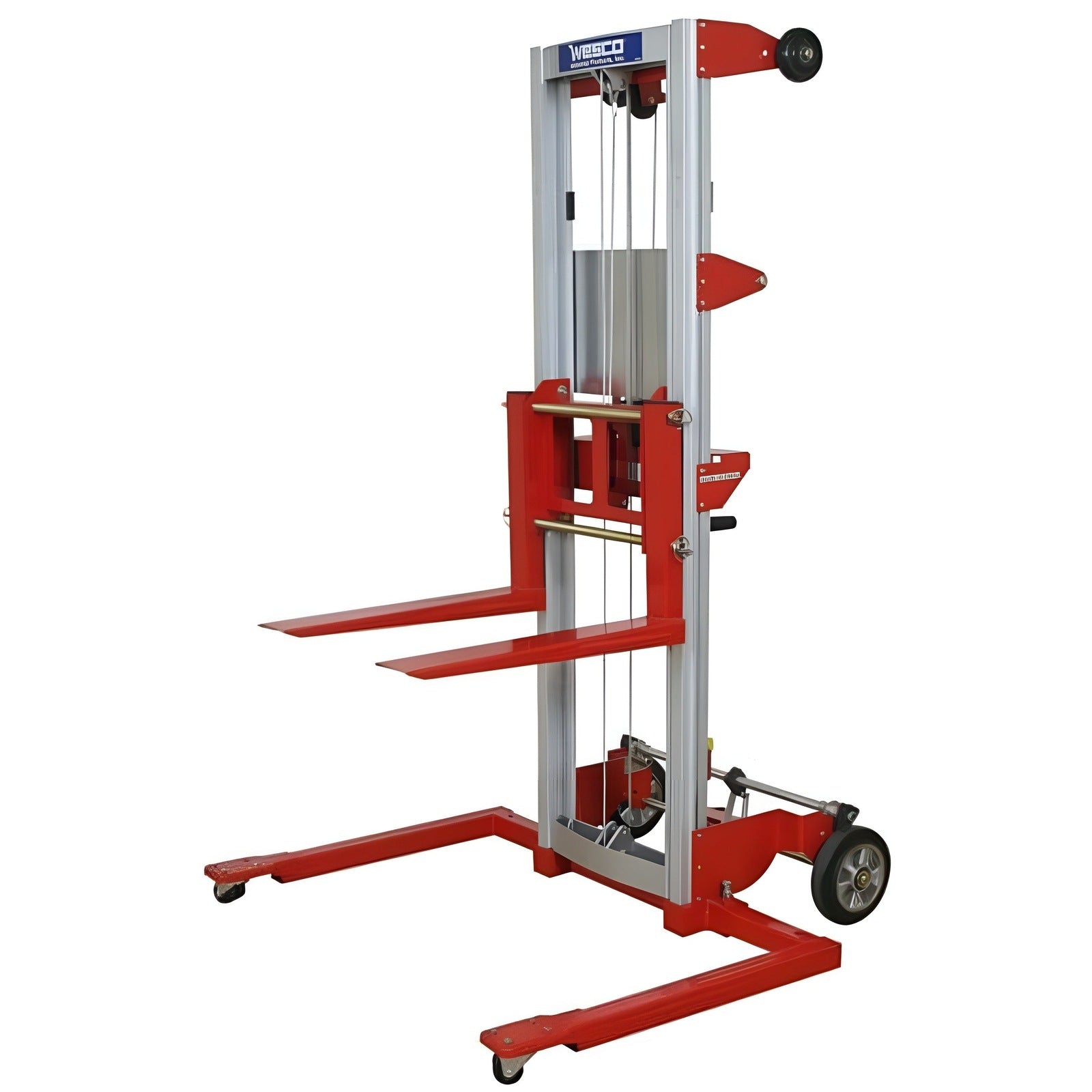 Wesco Industrial Products 500 lb. Hand Winch Lift with 22 1/2" Forks, Adjustable Straddle Base and 70" Lift Height 273514