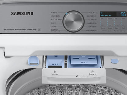 SAMSUNG 5.4 cu. ft. Smart Top Load Washer with Pet Care Solution and Super Speed Wash in White - WA54CG7150AW-KT