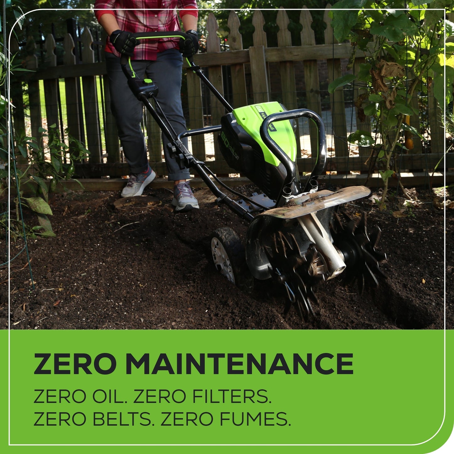 Greenworks 80V 10" Brushless Cultivator / Tiller w/ 2.0Ah Battery & Charger - 2800302