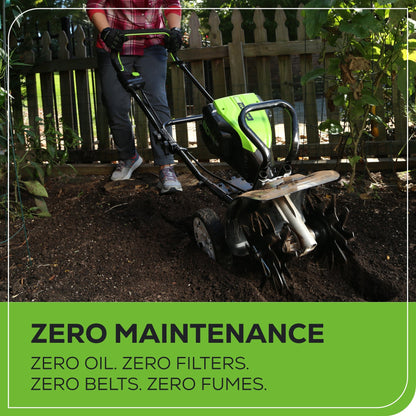 Greenworks 80V 10" Brushless Cultivator / Tiller w/ 2.0Ah Battery & Charger - 2800302