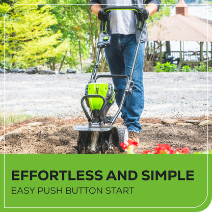 Greenworks 80V 10" Brushless Cultivator / Tiller w/ 2.0Ah Battery & Charger - 2800302