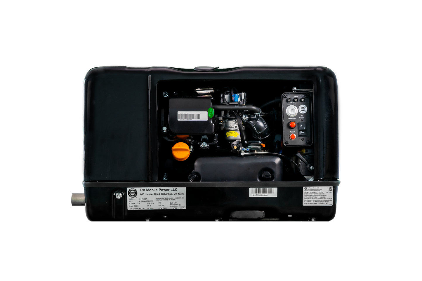 RVMP Flex Power 2800i | 2800 Watt Dual-Fuel Installed RV Generator -, 4LI-RV281