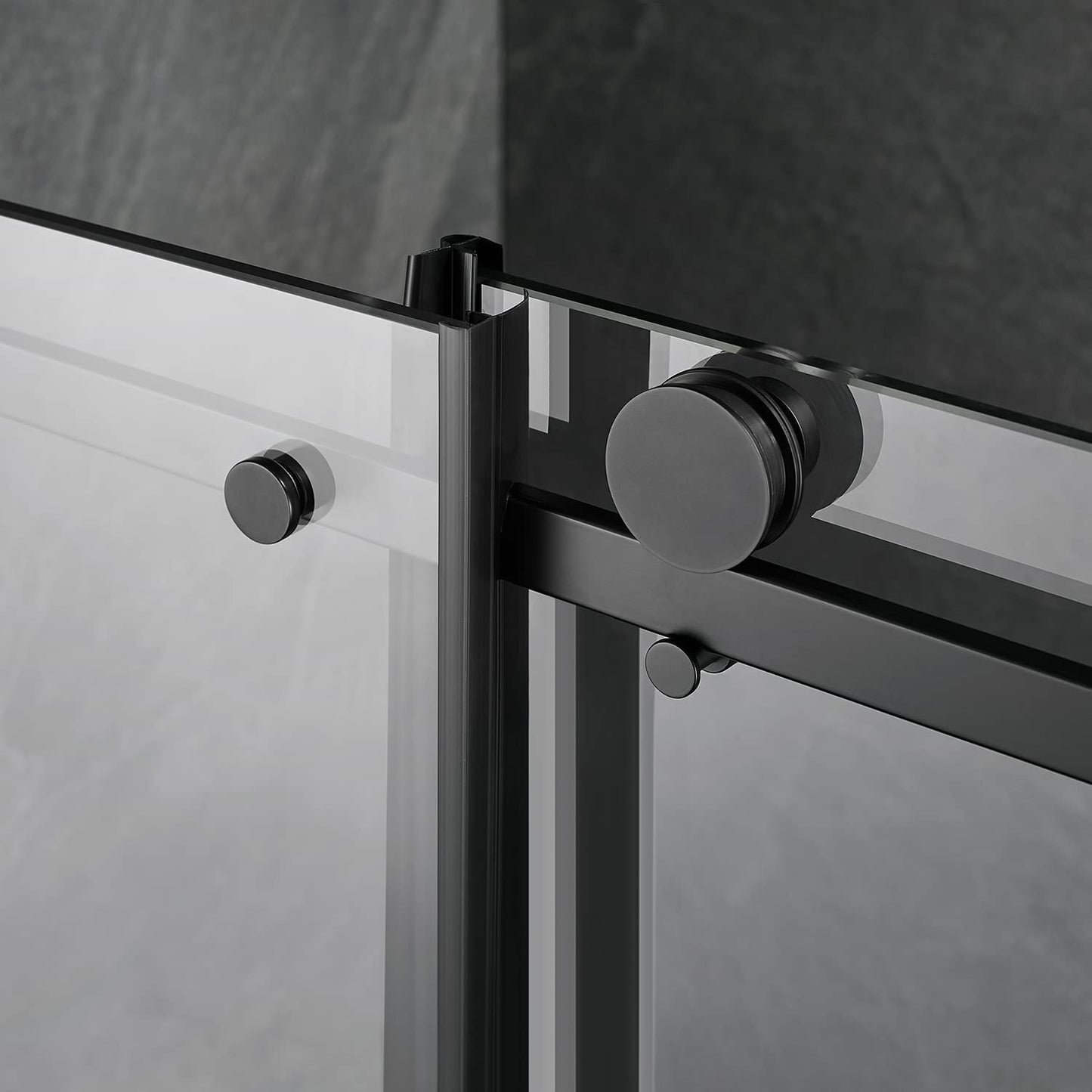 Serene Valley 48 x 74 Inch Square Rail Frameless Sliding Shower Door, Black - 280465