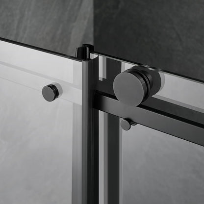 Serene Valley 48 x 74 Inch Square Rail Frameless Sliding Shower Door, Black - 280465