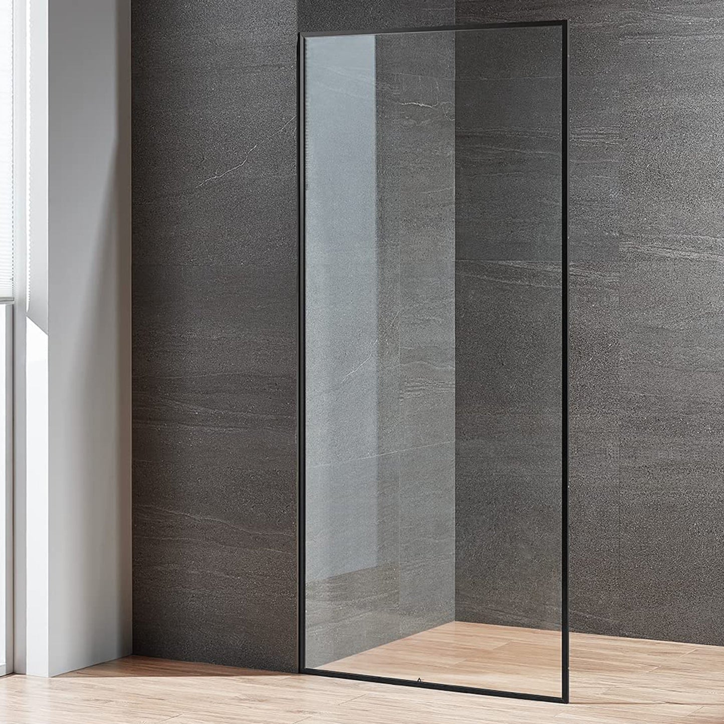 Serene Valley 48 x 74 Inch Square Rail Frameless Sliding Shower Door, Black - 280465