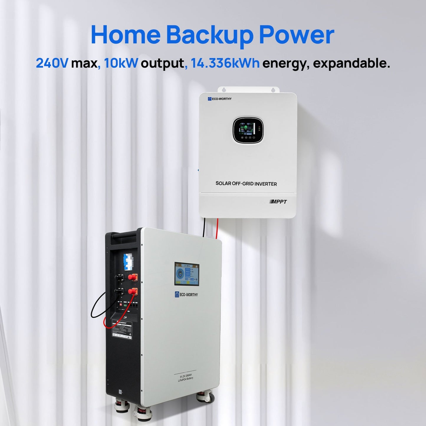 ECO-WORTHY Home Backup Power 14.33KWh 48V 280Ah Battery+10kW 48V Off Grid Inverter - US-L03SRNK10KUSL280-1A