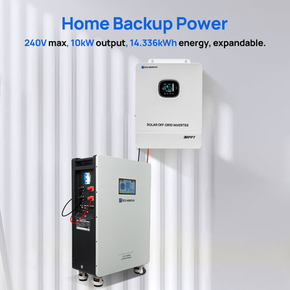 ECO-WORTHY Home Backup Power 14.33KWh 48V 280Ah Battery+10kW 48V Off Grid Inverter - US-L03SRNK10KUSL280-1A