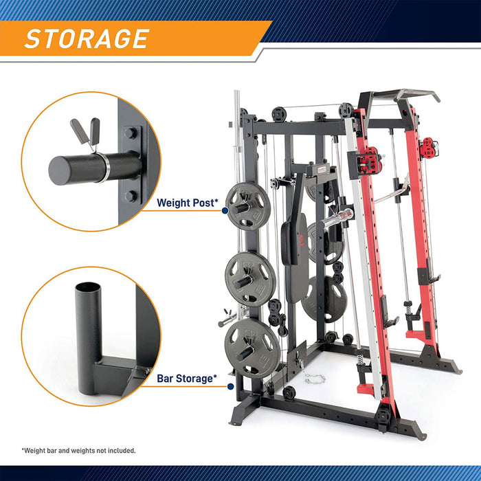 Marcy SM-7409 Smith Machine Cage Multi Purpose Home Gym Training System, White - 294637