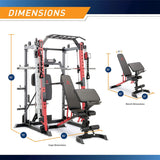 Marcy SM-7409 Smith Machine Cage Multi Purpose Home Gym Training System, White - 294637