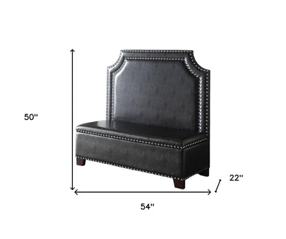 Modway Furniture 54" Espresso Faux Leather Settee with Chocolate Legs - Elegant Armless Design for Timeless Style - 285684-HOMEROOTS